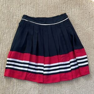 NWT Tommy Hilfiger Blue White Pink Pleated A-Line Skirt Size 2